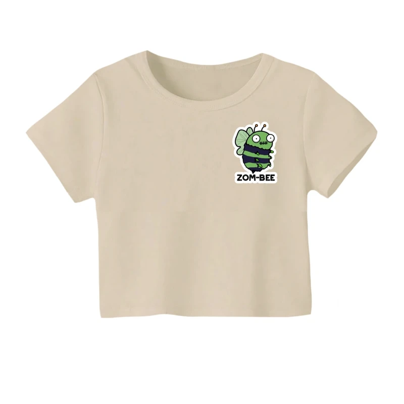 کراپ‌ تی‌شرت آستین کوتاه زنانه مدل زامبی کوچک