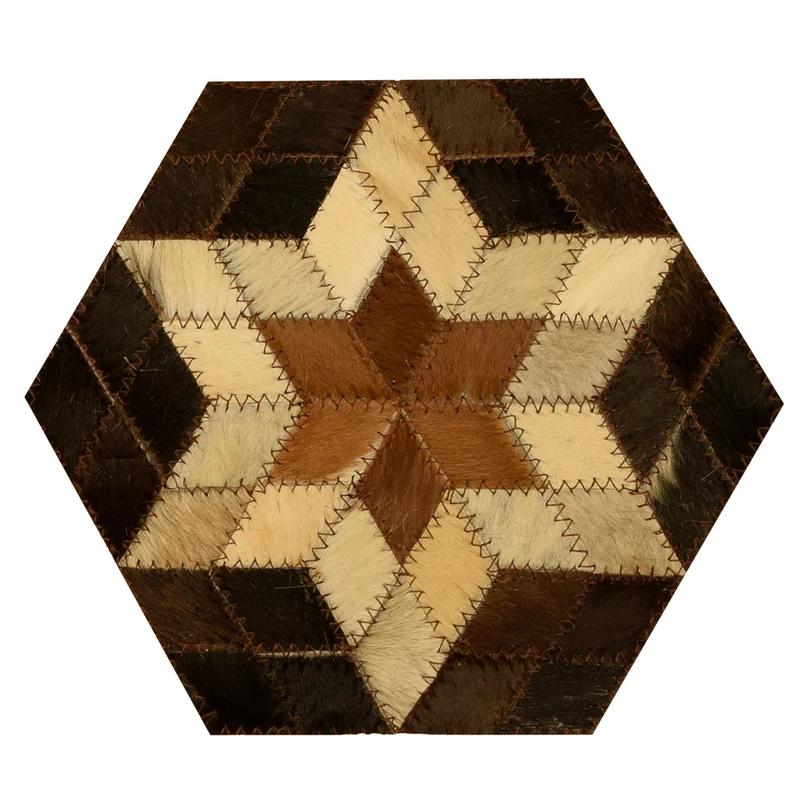 رومیزی کلاژ چرم و پوست مدل شش ضلعی کد 0015