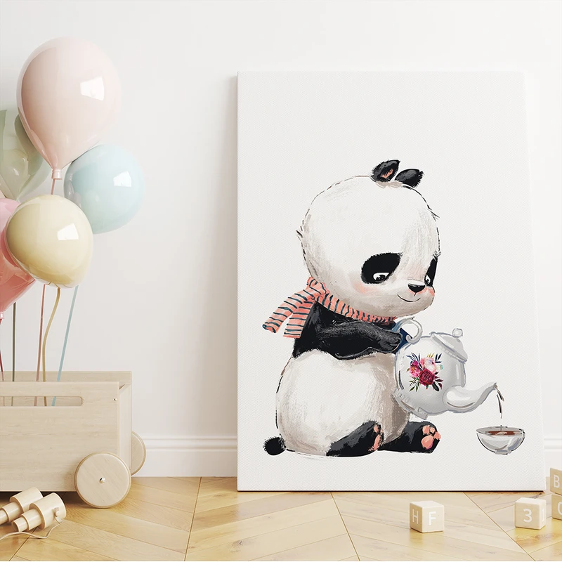 تابلو شاسی کودک سالی وود مدل پاندا و چای کد T170205