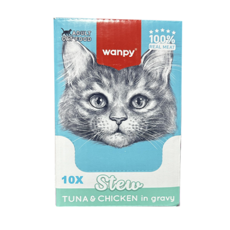 پوچ خورشتی گربه بالغ ونپی مدل استیو طعم مرغ و ماهی تن بسته ۱۰ عددی