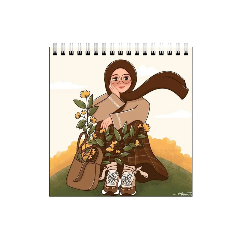 دفتر طراحی طرح دختر و کیف پر گل کد 2063597