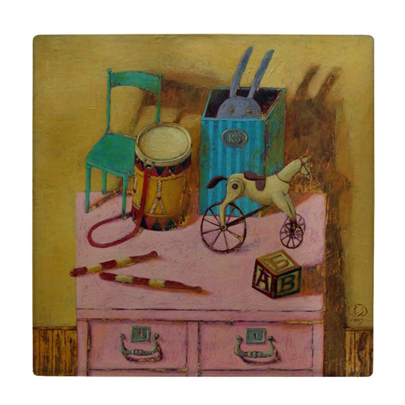 زیر لیوانی طرح ماکت کالسکه اسب و صندلی روی میز کد    4074959_2844