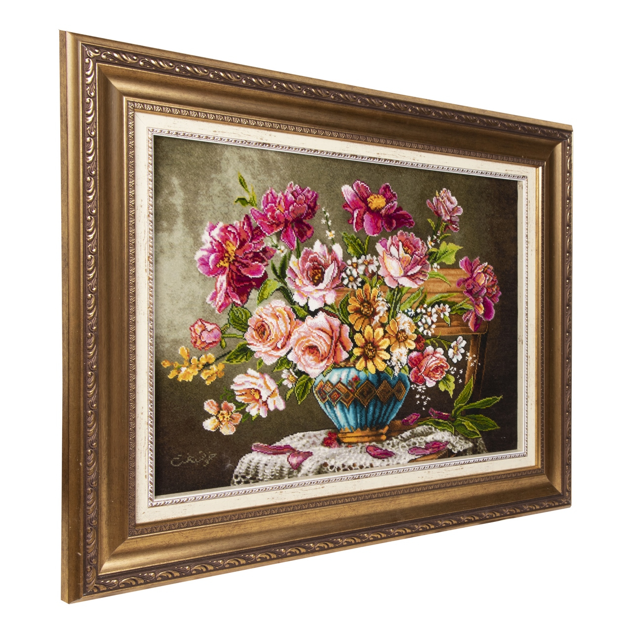 تابلو فرش دستباف سی پرشیا مدل گل در گلدان کد 903885