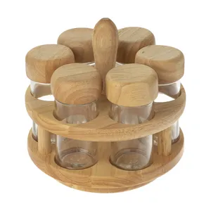 ست جای ادویه 7 پارچه مدل چوبی گردان