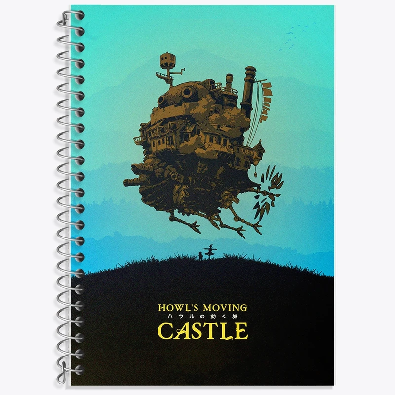 دفتر زبان 50 برگ خندالو مدل دو خط طرح انیمه قلعه متحرک هاول کد F1598