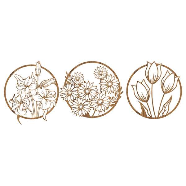 دیوارکوب مدل گل کد 70062 مجموعه سه عددی