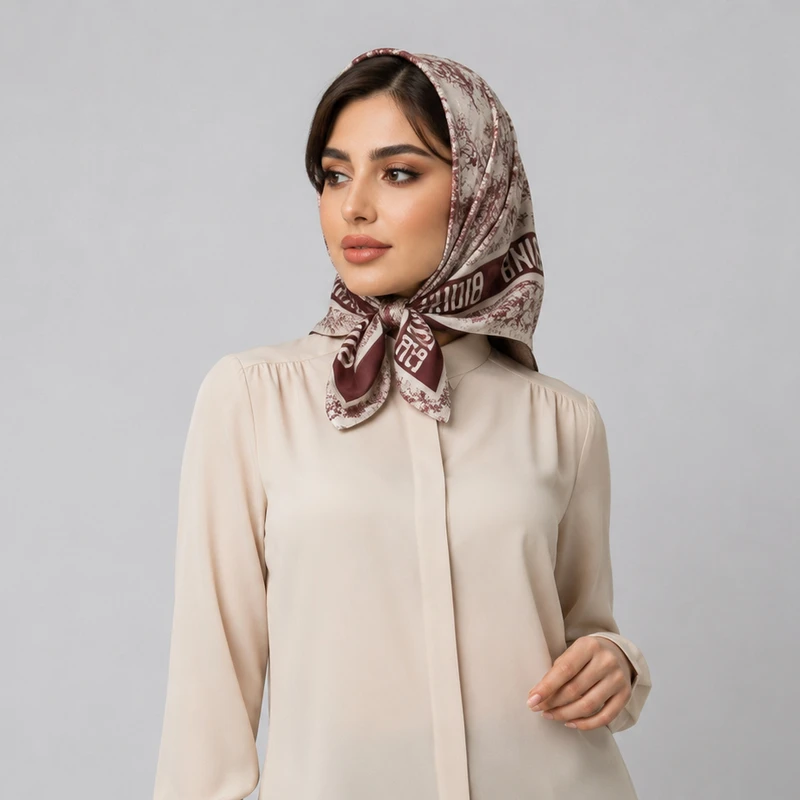 مینی اسکارف زنانه مدل نخی طبیعت و جنگل