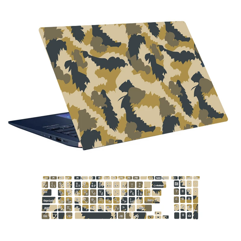 استیکر لپ تاپ توییجین و موییجین طرح Military کد 42 مناسب برای لپ تاپ 15.6 اینچ به همراه برچسب حروف فارسی کیبورد 