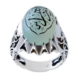 انگشتر نقره مردانه مدل عقیق یا زهرا کد AM_678