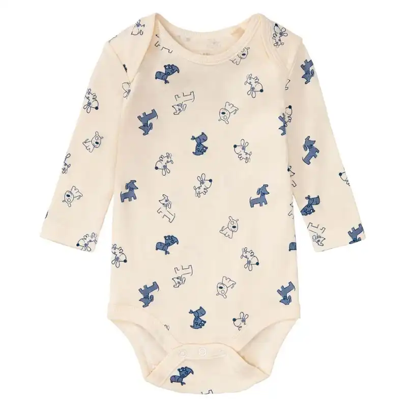 بادی آستین بلند نوزادی لوپیلو مدل داگی مجموعه دوعددی