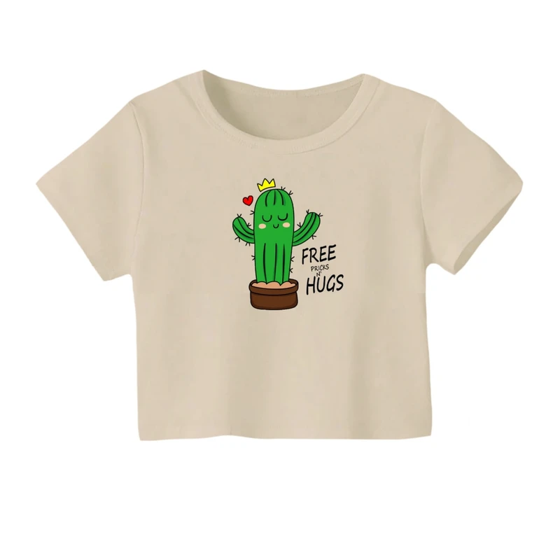 کراپ‌ تی‌شرت آستین کوتاه زنانه مدل کاکتوس جدید