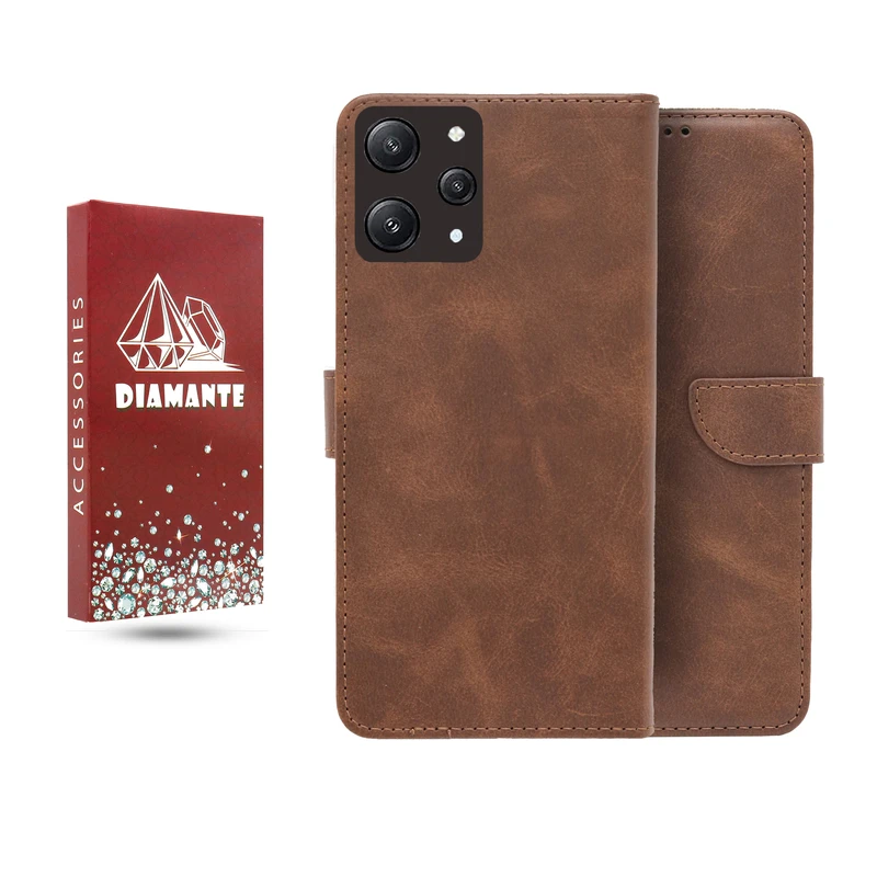 کیف کلاسوری دیامانته مدل چرم مناسب برای گوشی موبایل شیائومی Redmi12 4G به همراه بندآویز