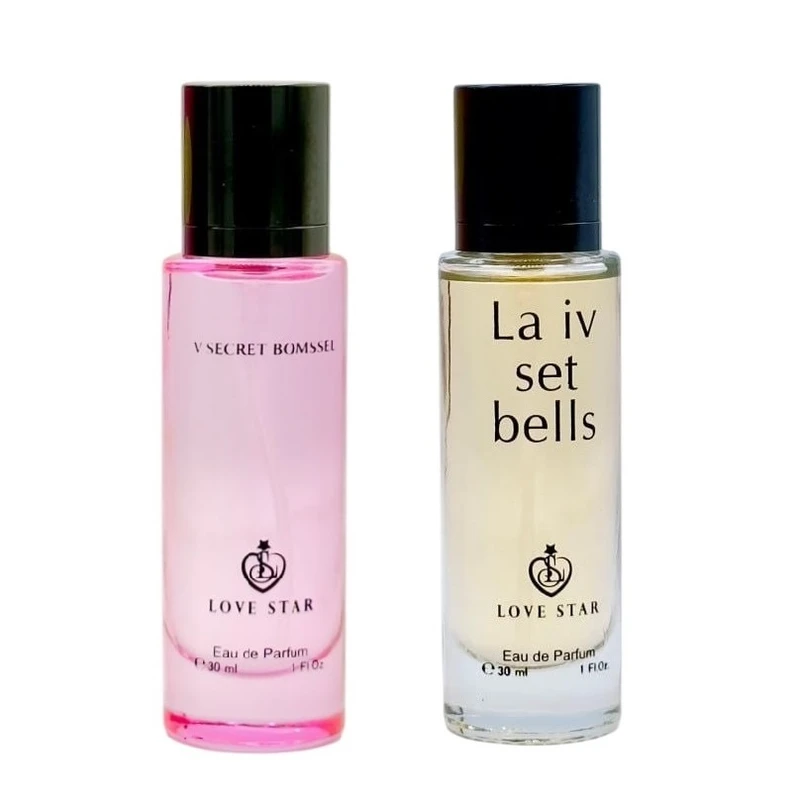 عطر جیبی لاو استار مدل بامب شل حجم 30 میلی لیتر به همراه عطر جیبی لاو استار مدل لاوی بل است حجم 30 میلی‌لیتر