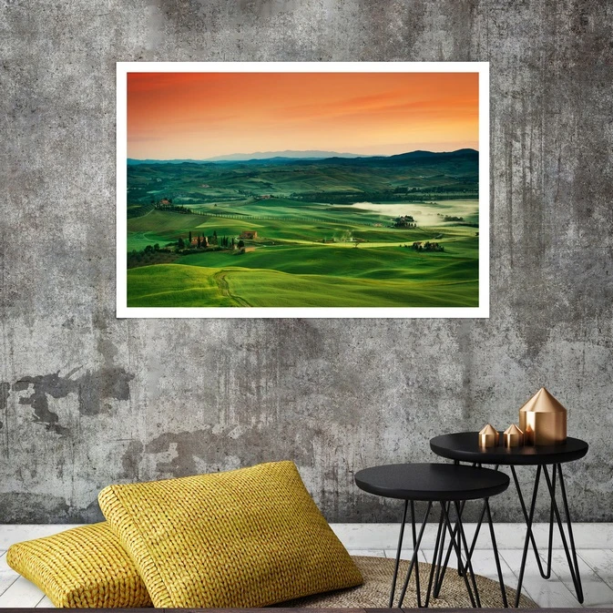 تابلو بکلیت طرح منظره و طبیعت سرسبز مدل قاب شاسی W-s7998