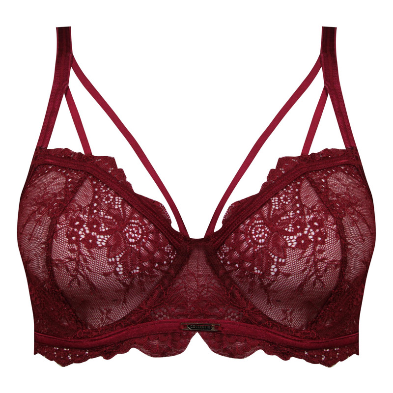 ست شورت و سوتین زنانه ماییلدا مدل فنردار گیپوری کد 4691-8585 رنگ زرشکی