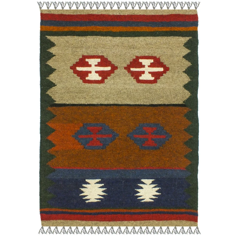 گلیم دستبافت یک متر مدل پادری شیراز کد 1727 زمینه الوان