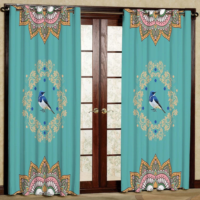 پرده بارمان دکور طرح پرنده مدل هازان پانچی کد 1531 W سایز 140x280 سانتی متر