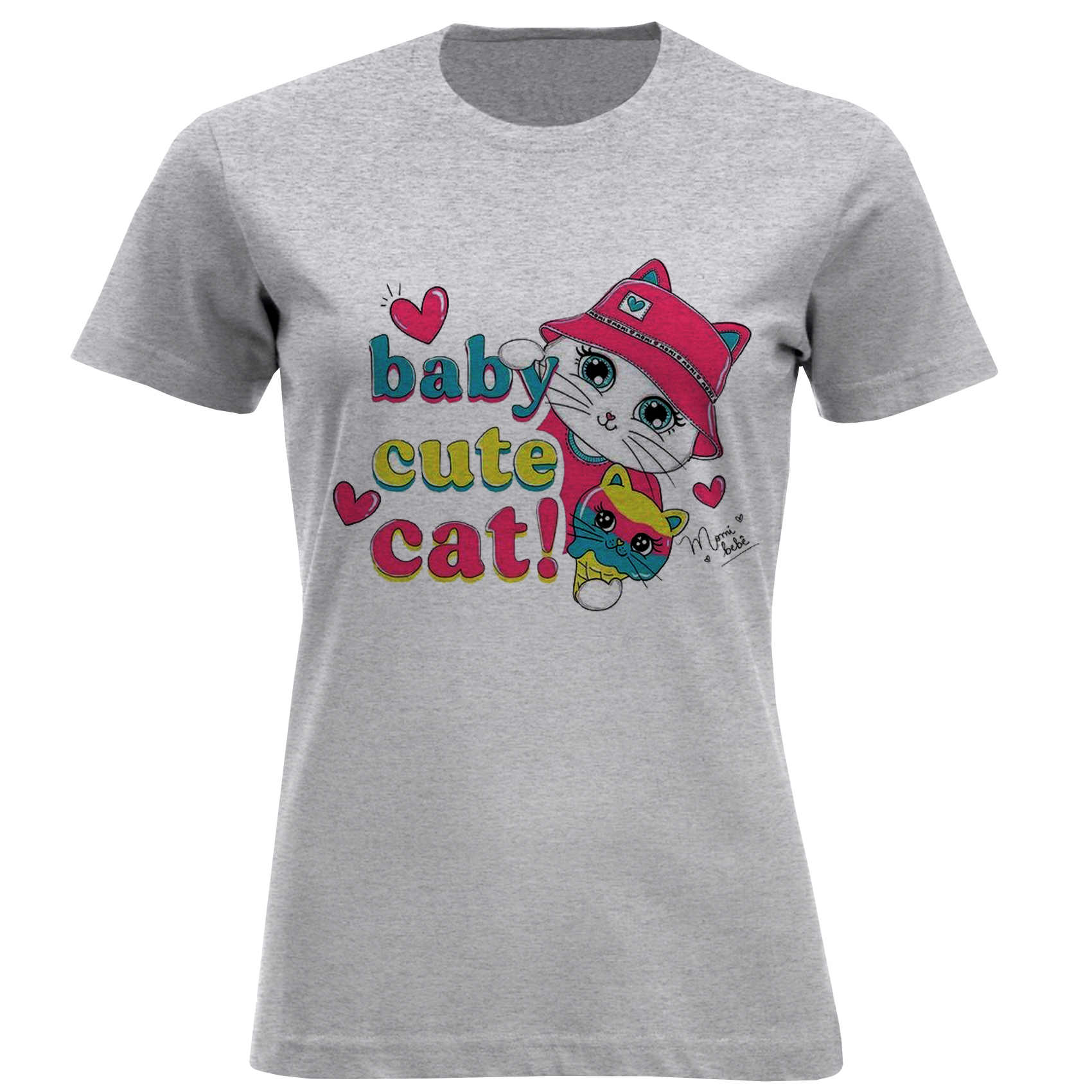 تی شرت آستین کوتاه زنانه مدل گربه F1483 baby