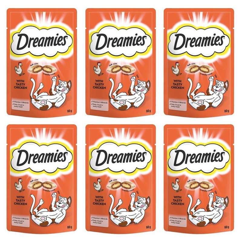 تشویقی گربه دریمز مدل Snack With Chicken وزن 60گرم بسته 6 عددی