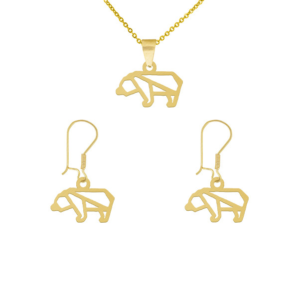 نیم ست طلا 18 عیار زنانه طلای کامک طرح خرس