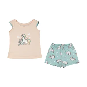 ست تی شرت آستین کوتاه و شلوارک دخترانه ناربن مدل 1521396-21