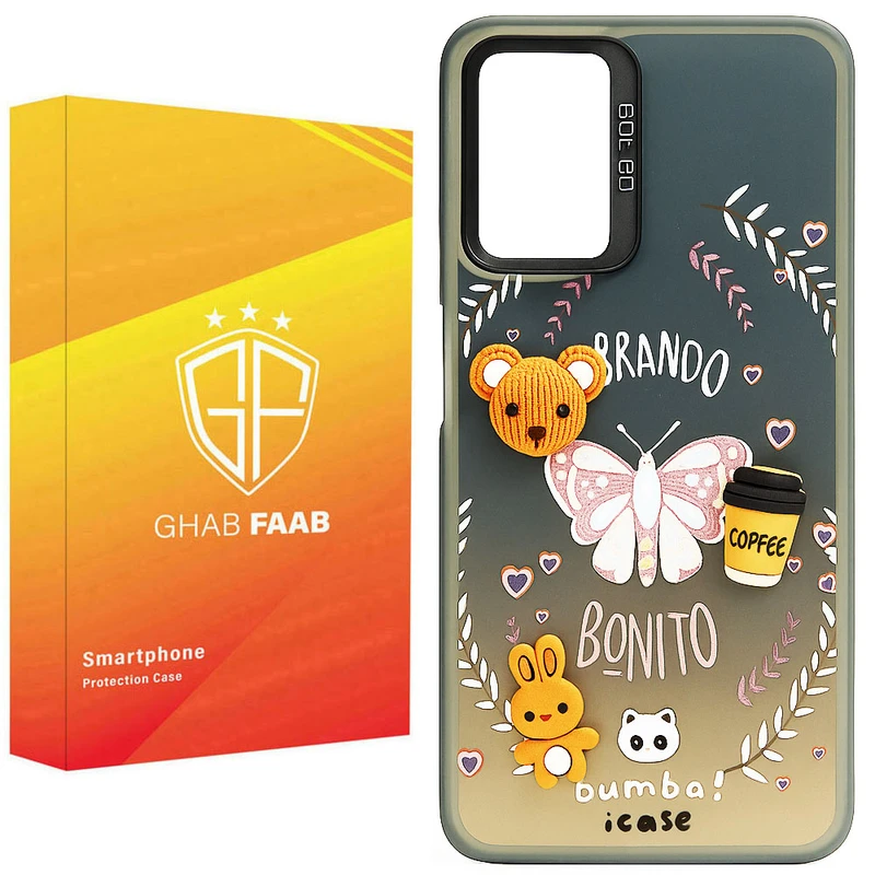 کاور قاب فاب مدل سوکول برجسته طرح دخترانه مناسب برای گوشی موبایل سامسونگ Galaxy A12 / Galaxy M12 / Galaxy F12