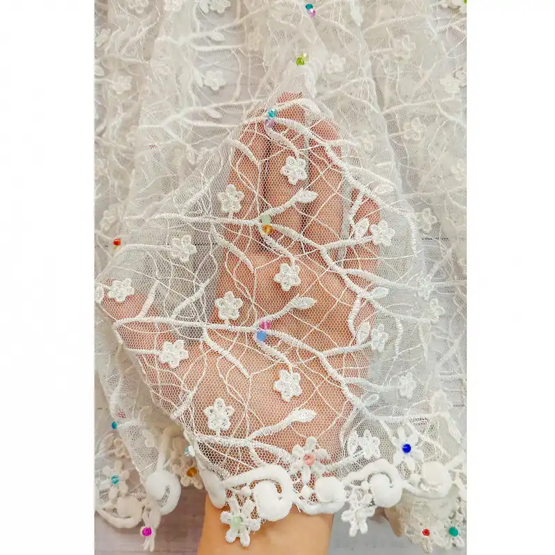 شال زنانه مدل دست دوز گیپور دور H0019