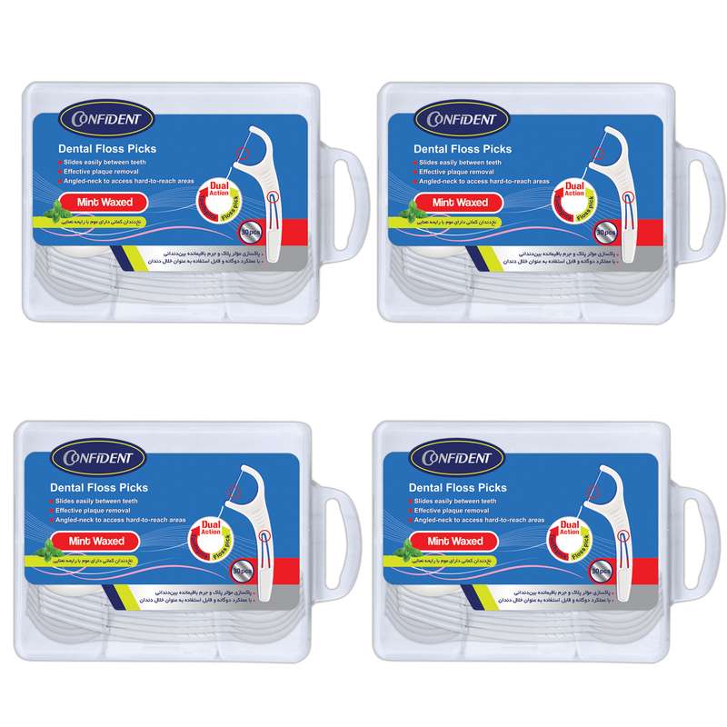 نخ دندان کانفیدنت مدل BoxFlossPick4 مجموعه 4 عددی