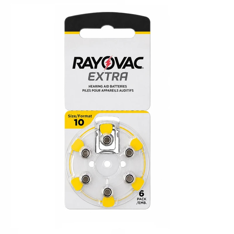 باتری سمعک ریوواک مدل RAYOVAC EXTRA 10 بسته ۶ عددی