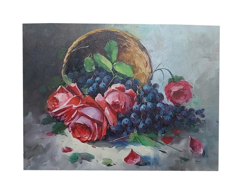 تابلو نقاشی رنگ روغن مدل گل و میوه