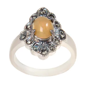 انگشتر نقره زنانه بازرگانی میلادی مدل اوپال رکاب جواهری نگین مارکازیت کد  AW_516