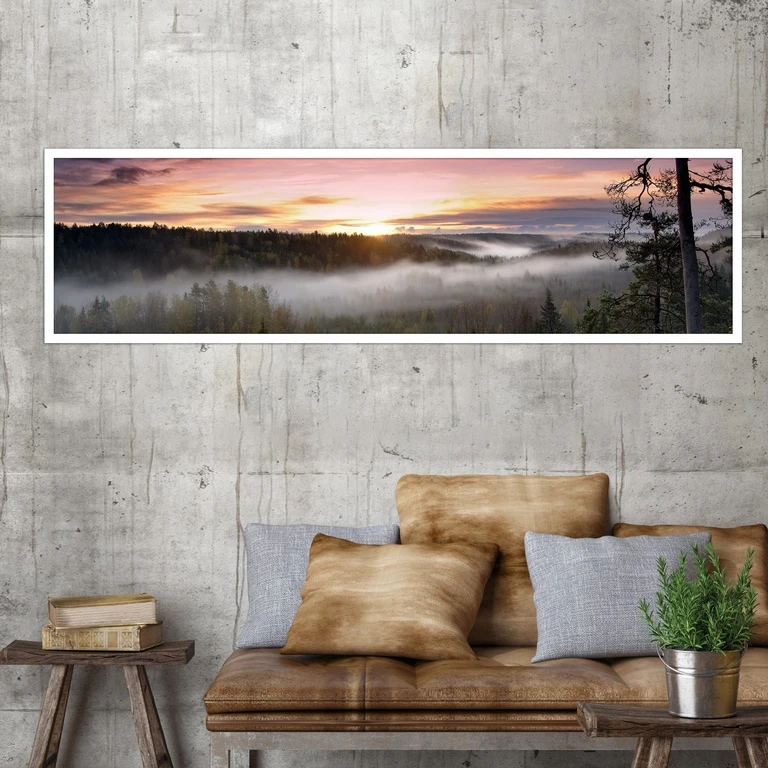 تابلو بکلیت طرح طبیعت جنگل مه آلود مدل کشیده W-7697