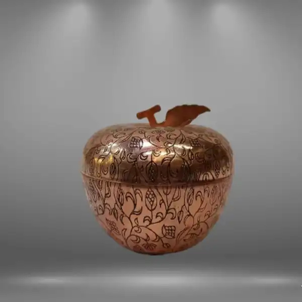 قندان مسی طرح سیب قلم زنی کد ZH04.4