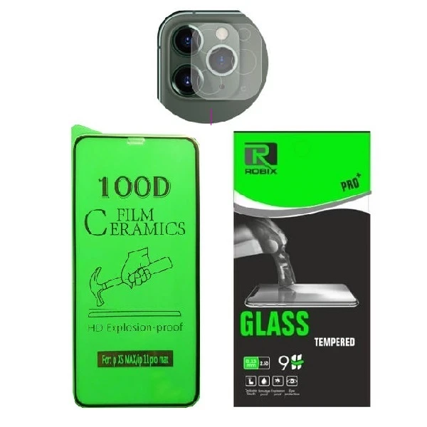 محافظ صفحه نمایش روبیکس مدل CR-IP مناسب برای گوشی موبایل اپل iphone 11Promax به همراه محافظ لنز دوربین