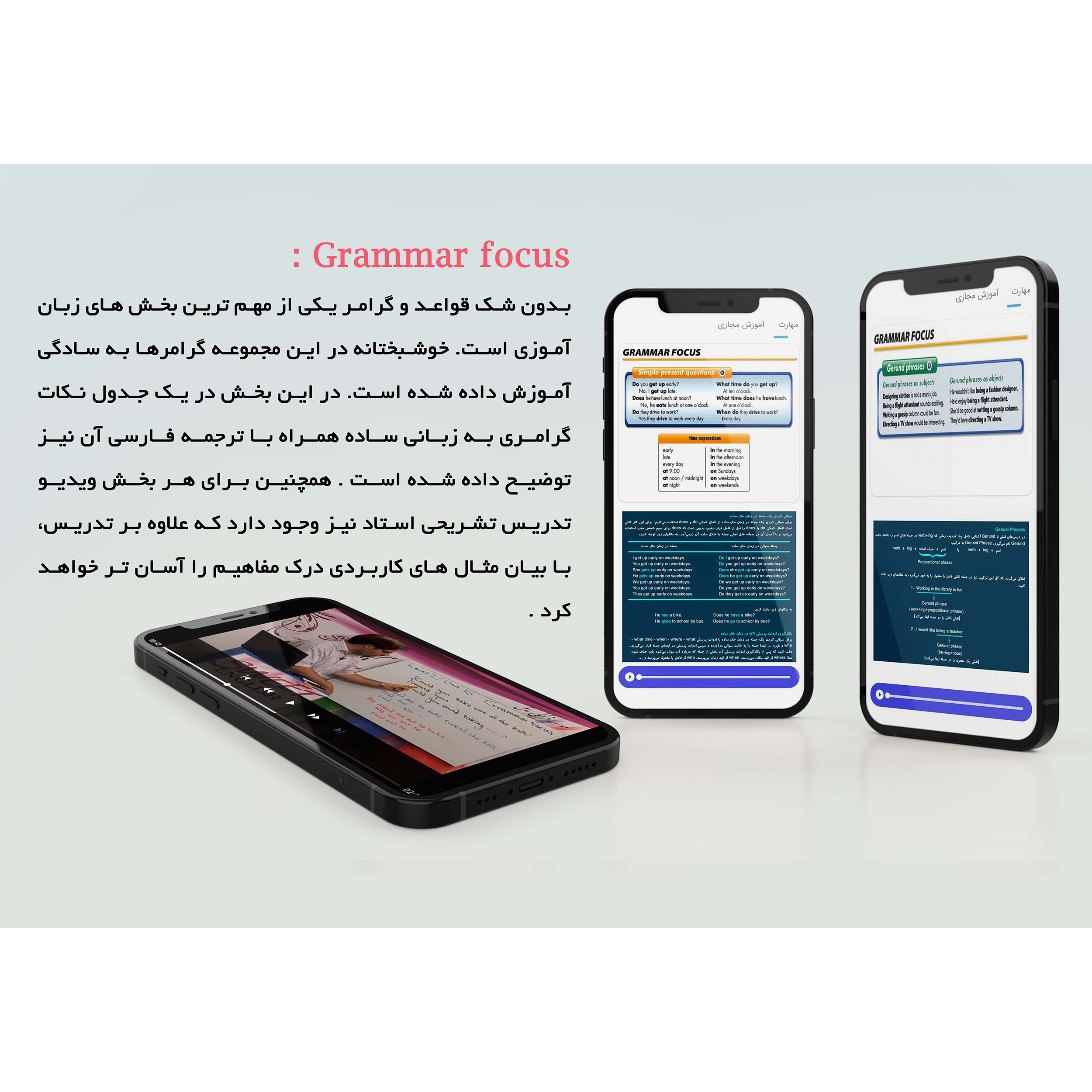 اپلیکیشن آموزش گرامر انگلیسی شیرین اندروید نشر ساتل