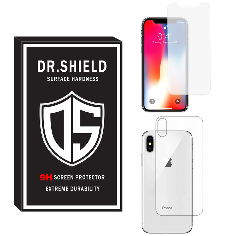 محافظ صفحه نمایش دکتر شیلد مدل TSPDR-06 مناسب برای گوشی موبایل اپل Iphone X به همراه محافظ پشت گوشی