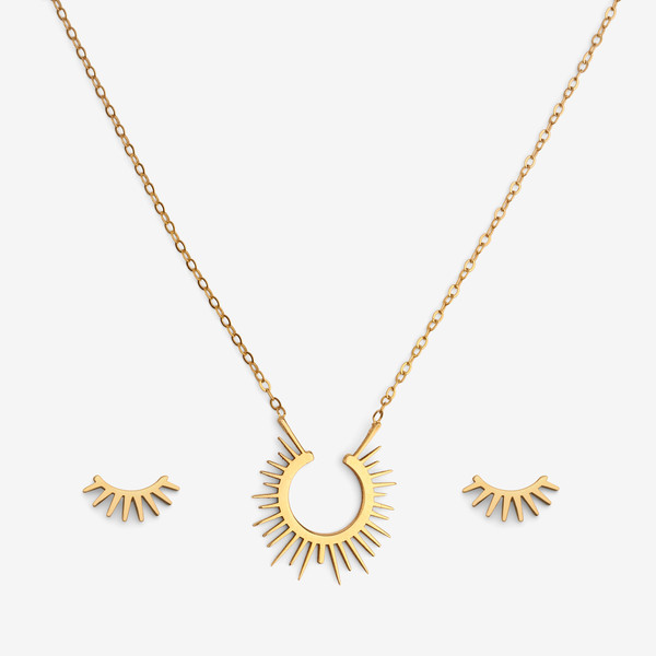 نیم ست طلا 18 عیار زنانه سایا گلد مدل خورشید نیمه ns2