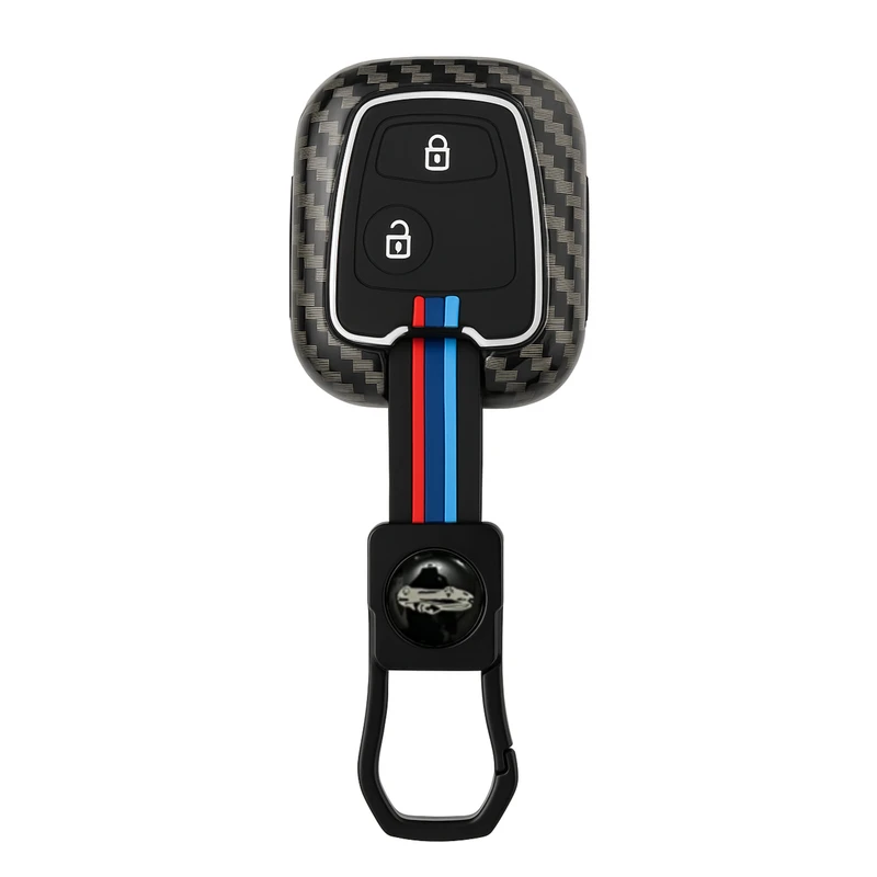 کاور ریموت و سوئیچ خودرو مدل کربنی دور فلزی شبرنگ کد MC-PG-C مناسب برای پژو 206 و 207