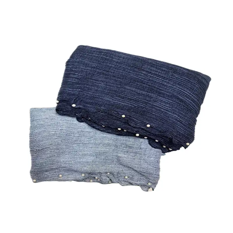 شال زنانه مدل پلیسه لبه دالبر مرواریدی