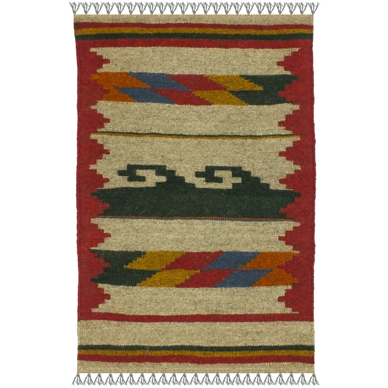 گلیم دستبافت یک متری مدل پادری  شیراز کد 1729 زمینه الوان