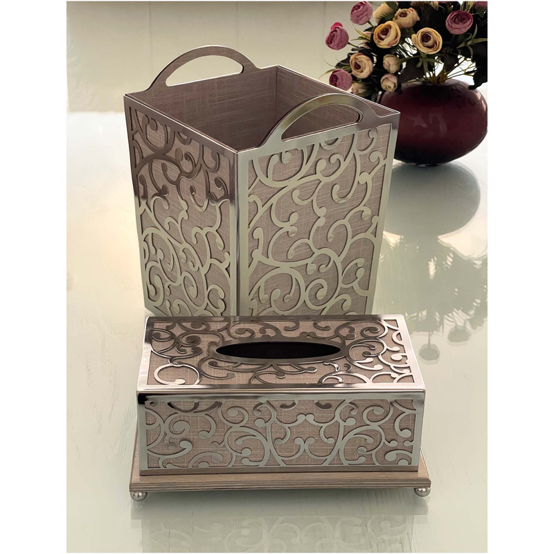 ست سطل و جای دستمال کاغذی مدل ترنج