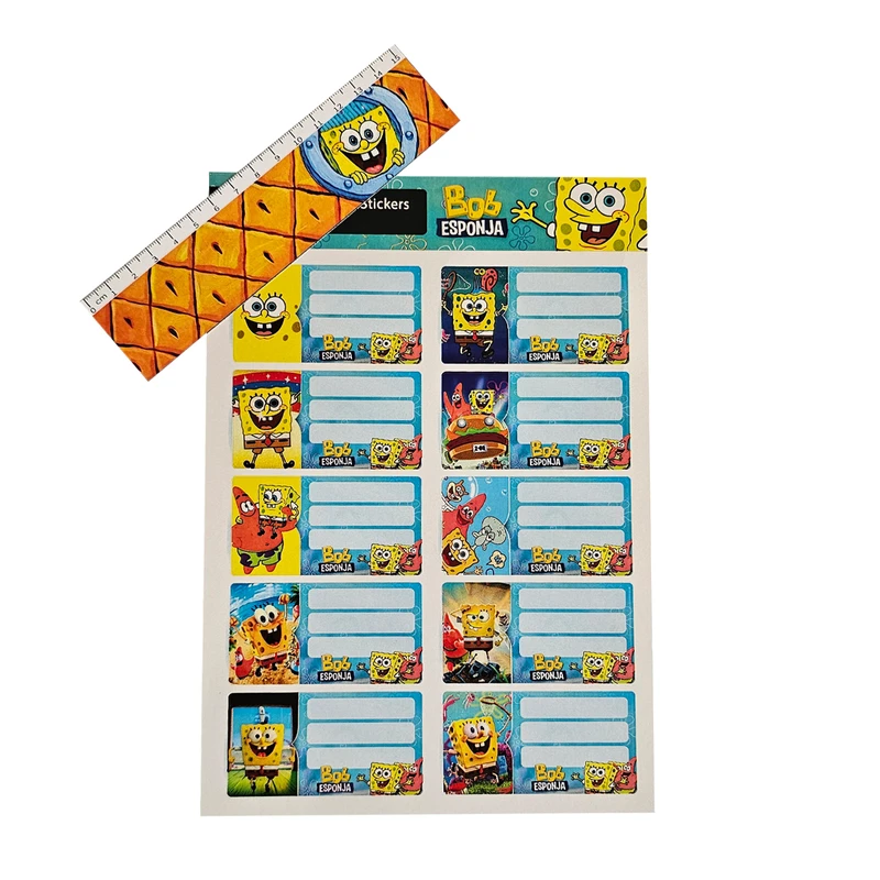 برچسب مدل اسم و کلاس باب اسفنجی کیوت به همراه خط کش