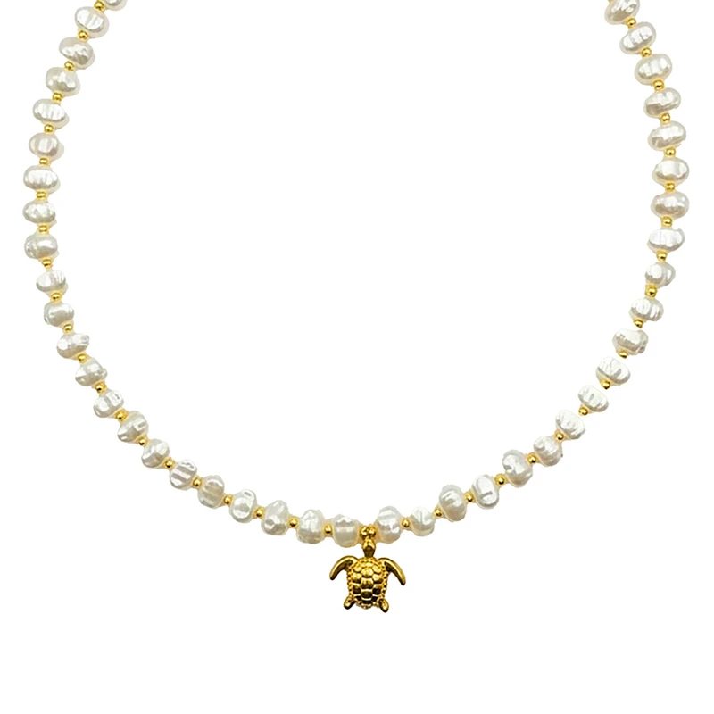 گردنبند زنانه مدل مروارید و لاک پشت کد 3104
