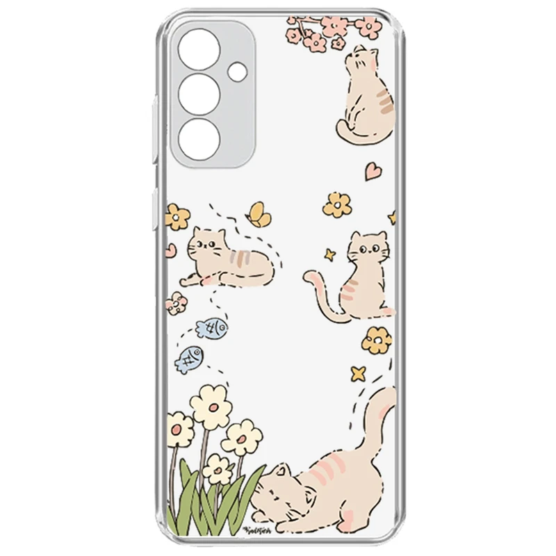 کاور طرح Cat & Flowers مناسب برای گوشی موبایل سامسونگ Galaxy A15