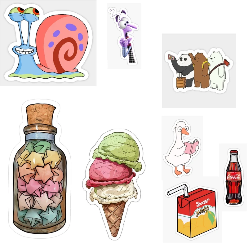 استیکر لپ تاپ و موبایل طرح نوشابه و بستنی کد 807 مجموعه 8 عددی