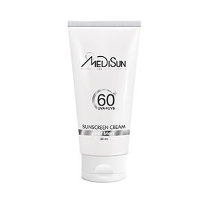 کرم ضد آفتاب بی رنگ آقایان مدیسان مدل SPF 60 مناسب انواع پوست حجم 50 میلی لیتر