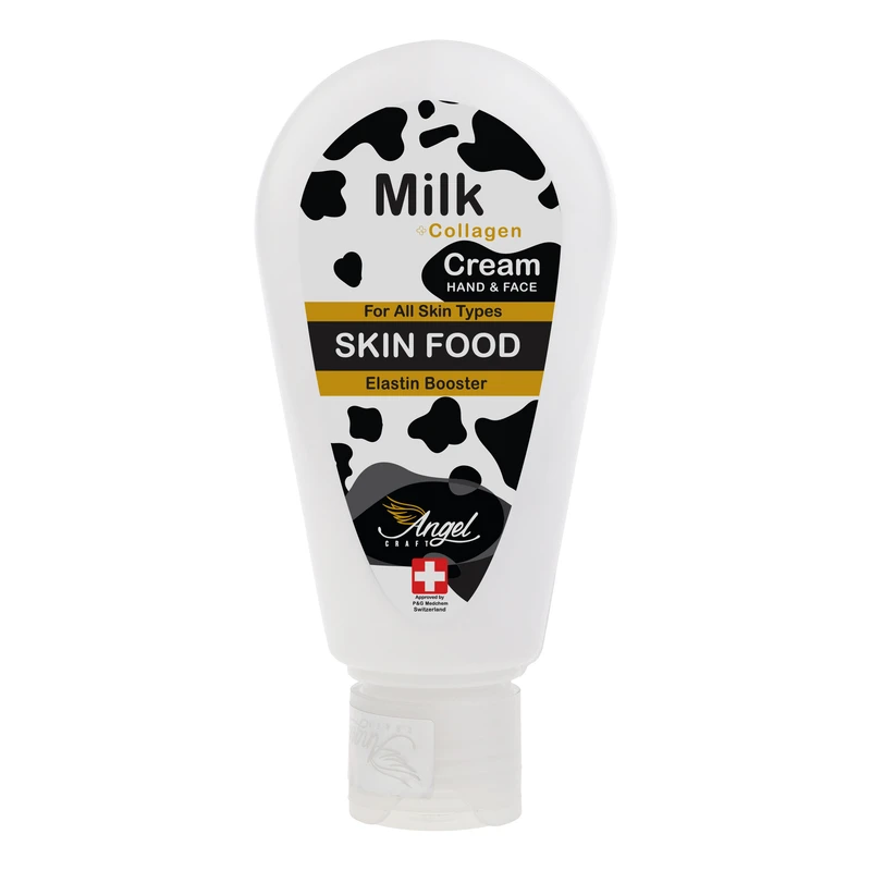 کرم آبرسان دست و صورت انجل کرفت مدل شیر و کلاژن مناسب برای انواع پوست حجم 110 میلی لیتر