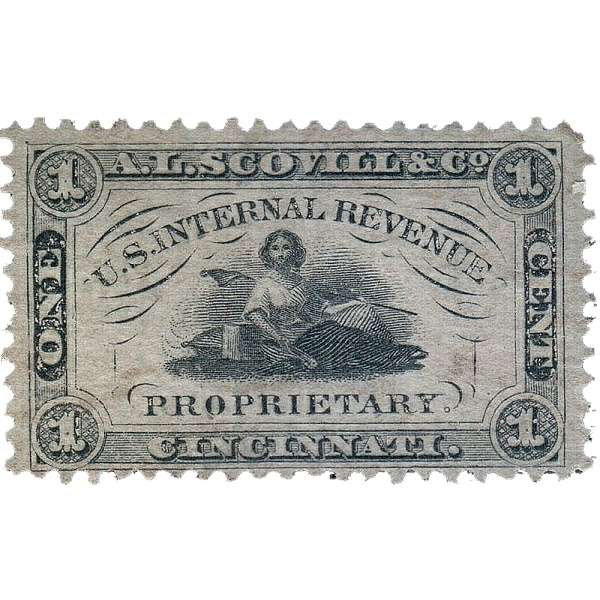 تمبر یادگاری مدل مهر نخورده مالیاتی سال 1861 کد RS220a