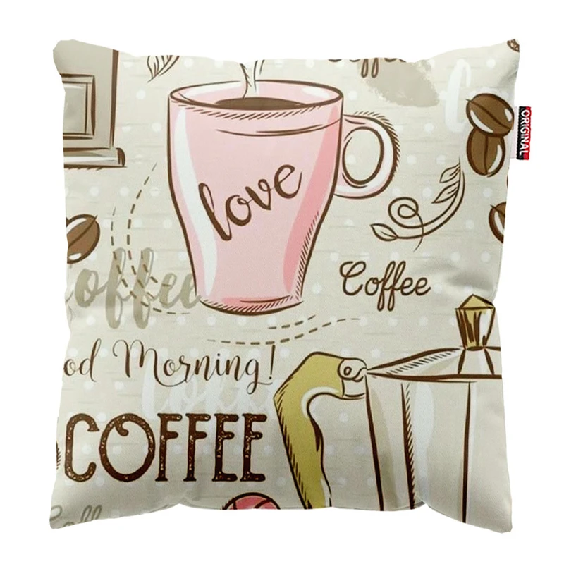  کوسن پاد آفرین طرح کافی قهوه کافه coffee کد 1530 سایز 40*40 سانتی متر