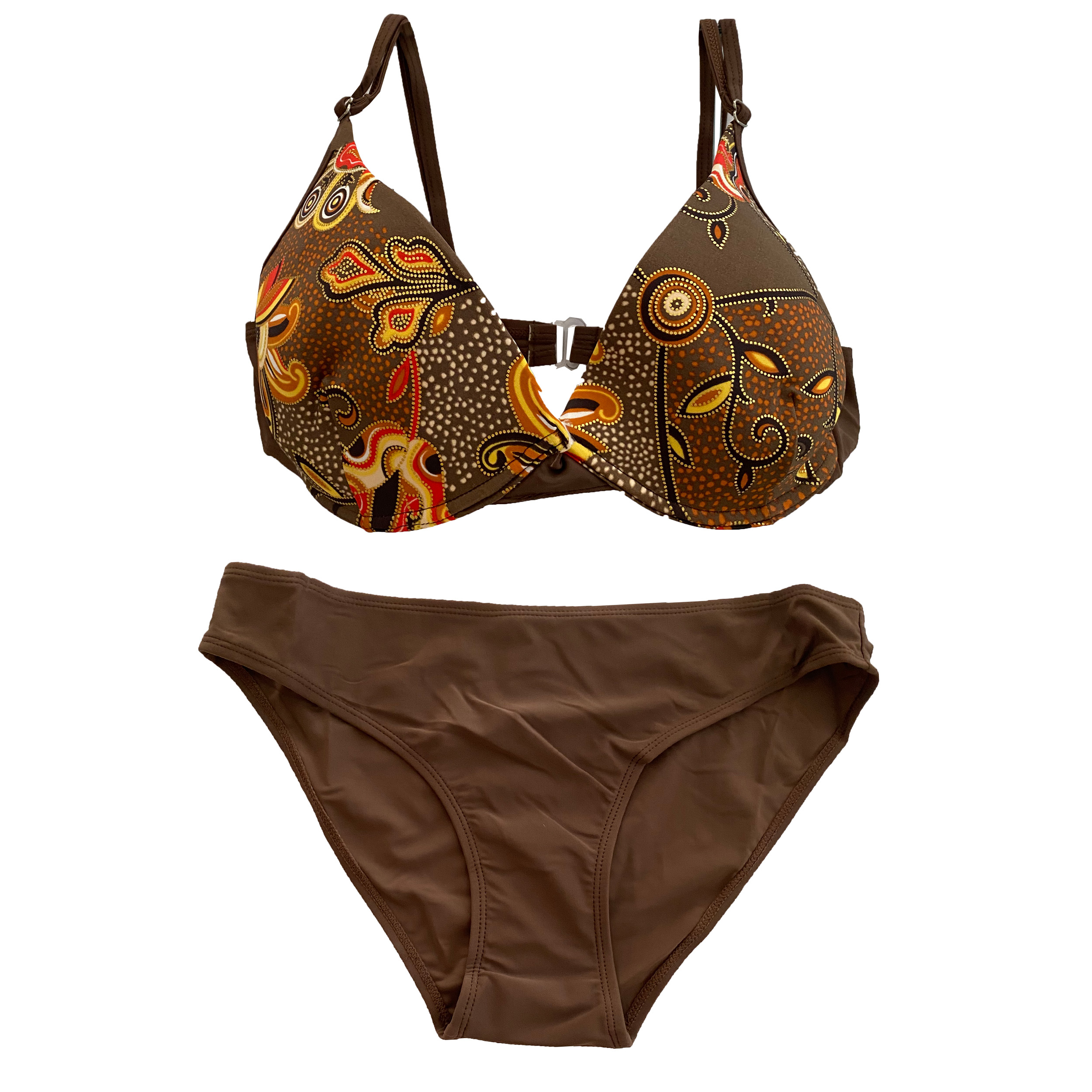 مایو زنانه مدل مدیترانه رنگ قهوه ای